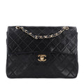 Lambskin Quilted Medium Double Flap Black wholesalehk.shop