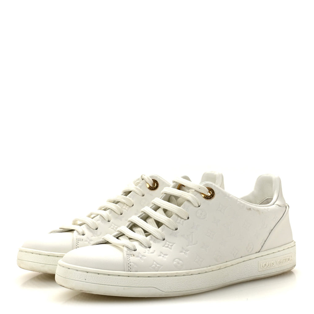 Calfskin Monogram Embossed Front Row Sneakers 36 White £¨ Direct shipment via from wholesalehk.shop