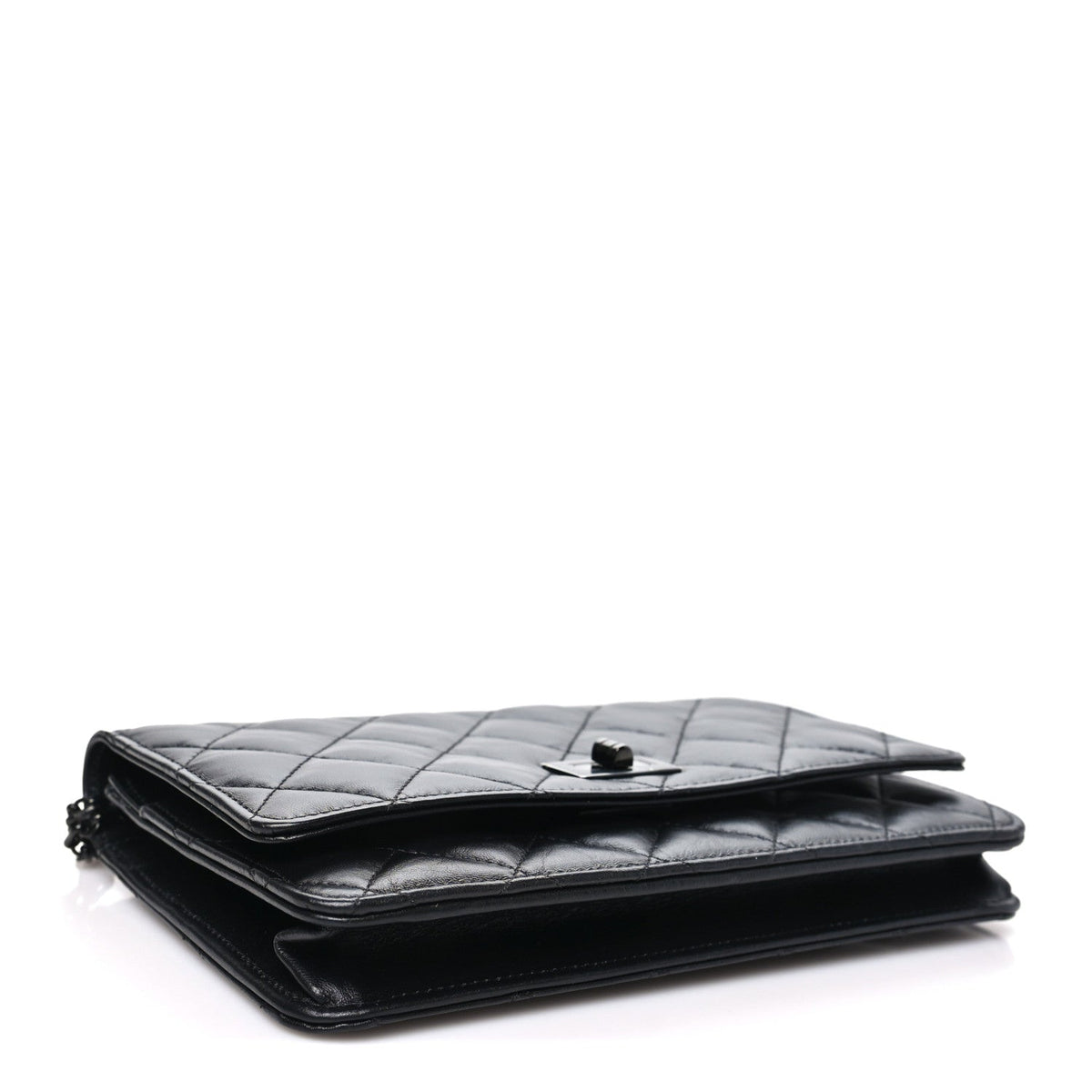 Aged Calfskin Quilted Reissue Wallet On Chain WOC So Black wholesalehk.shop