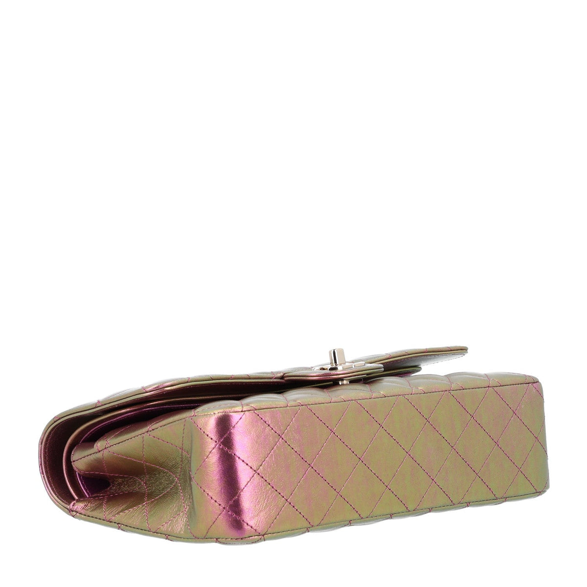 Iridescent Lambskin Quilted Medium Double Flap Purple wholesalehk.shop