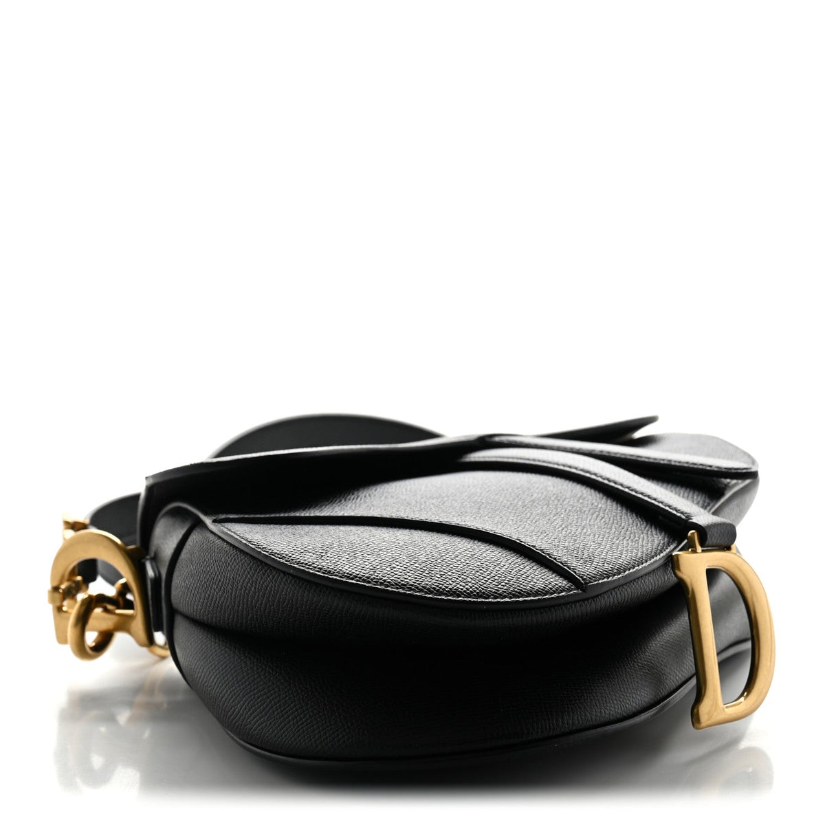 Grained Calfskin Saddle Bag With Strap Black wholesalehk.shop