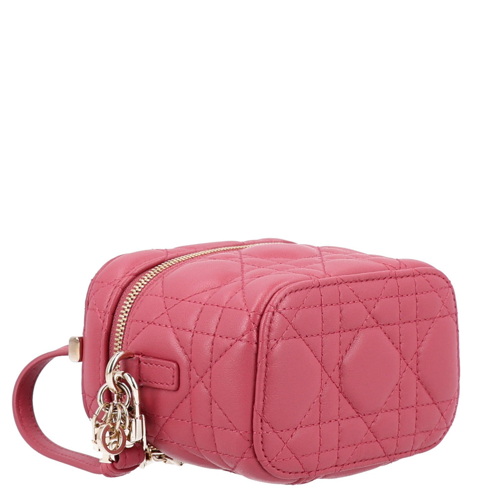 Lambskin Cannage Micro Vanity Case Strawberry Pink wholesalehk.shop