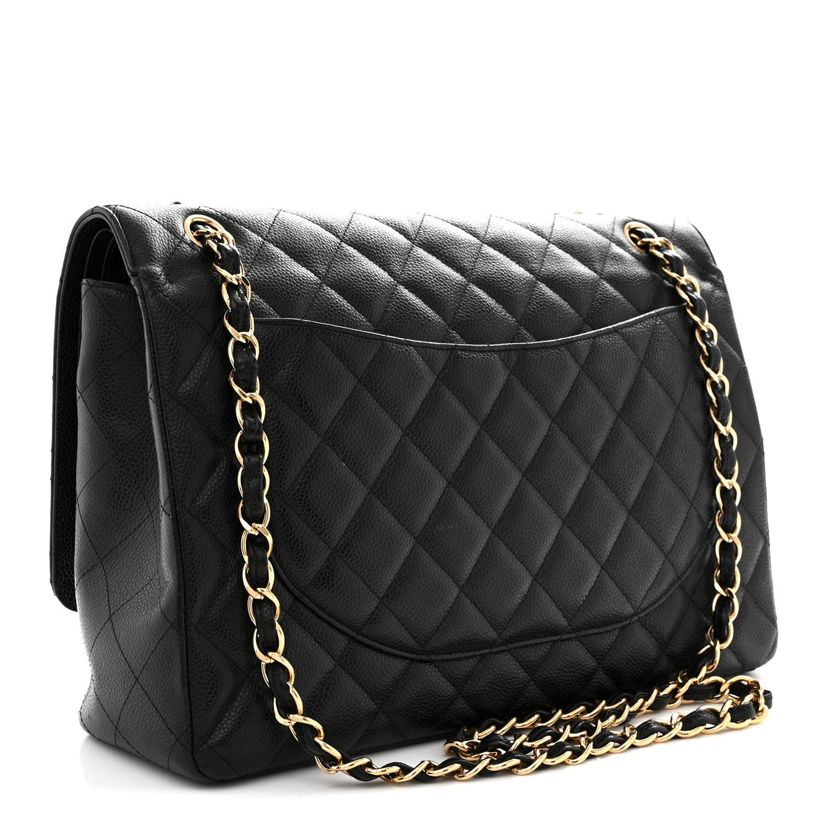 Caviar Quilted Maxi Double Flap Black wholesalehk.shop
