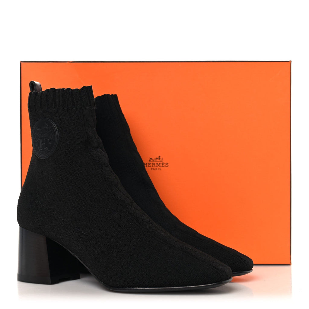 Knit Calfskin Jenna 60 Ankle Boots 36 Black wholesalehk.shop