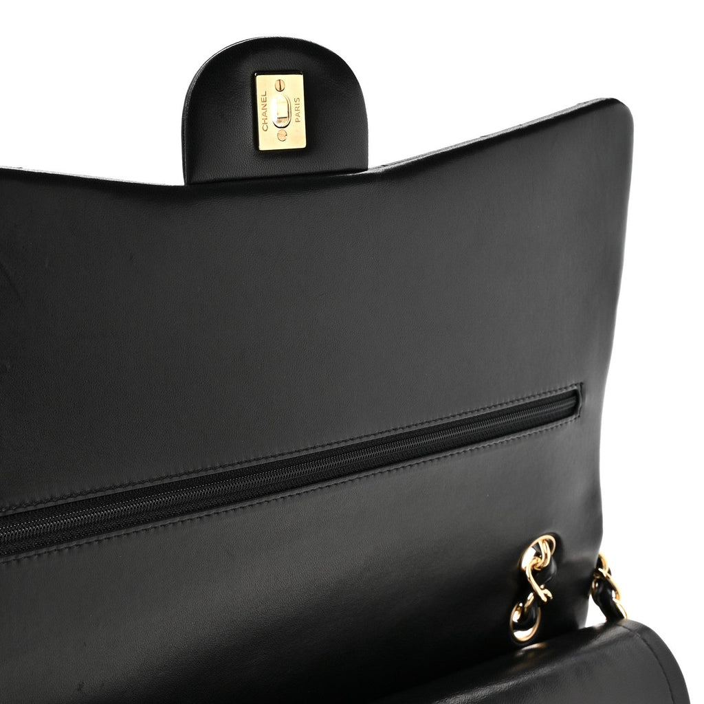 Lambskin Quilted Maxi Double Flap Black wholesalehk.shop