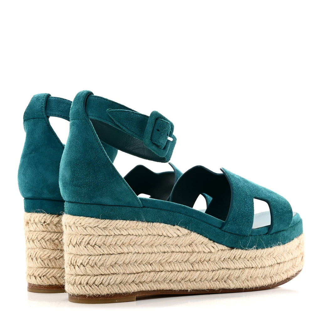 Suede Goatskin Elda Espadrille Wedge Sandals 38 Vert Oxford wholesalehk.shop