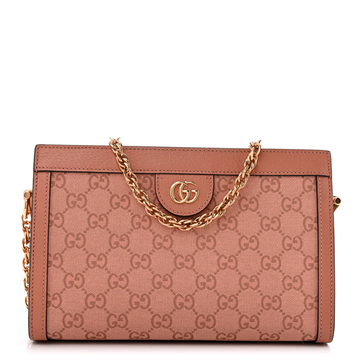 Monogram Textured Dollar Calfskin Small Ophidia Chain Shoulder Bag Cloche Rose Pink wholesalehk.shop