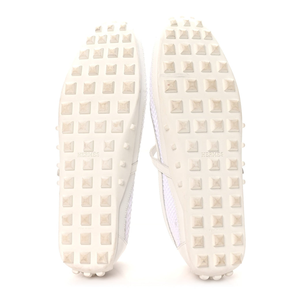 Crochet Knit Calfskin Kichu Ballet Flats 39 White wholesalehk.shop
