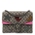 GG Supreme Monogram Suede Pierced Heart Embroidered Medium Dionysus Shoulder Bag Beige Ebony Pink Tropical Flower wholesalehk.shop