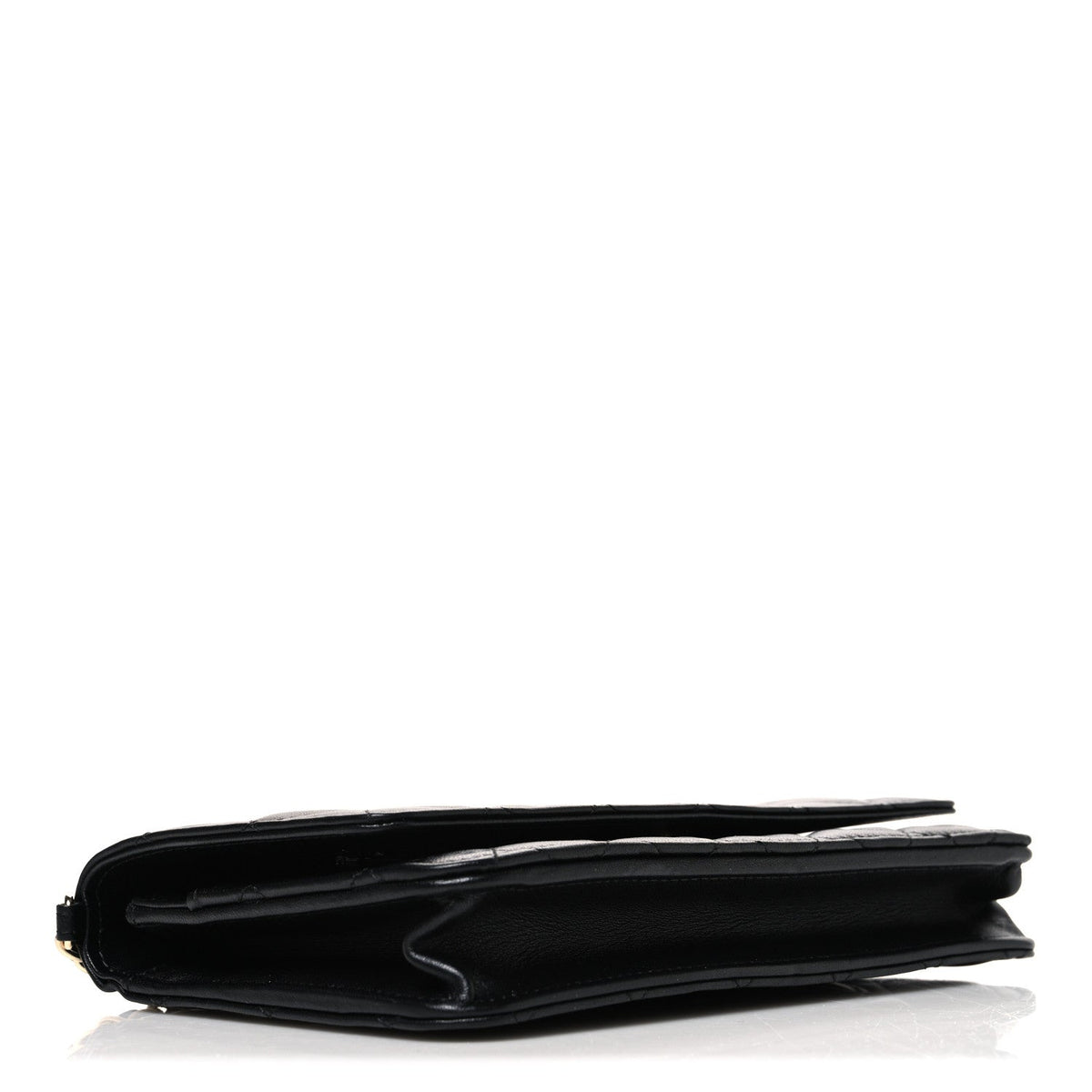 Lambskin Quilted Pearl Wallet On Chain WOC Black wholesalehk.shop