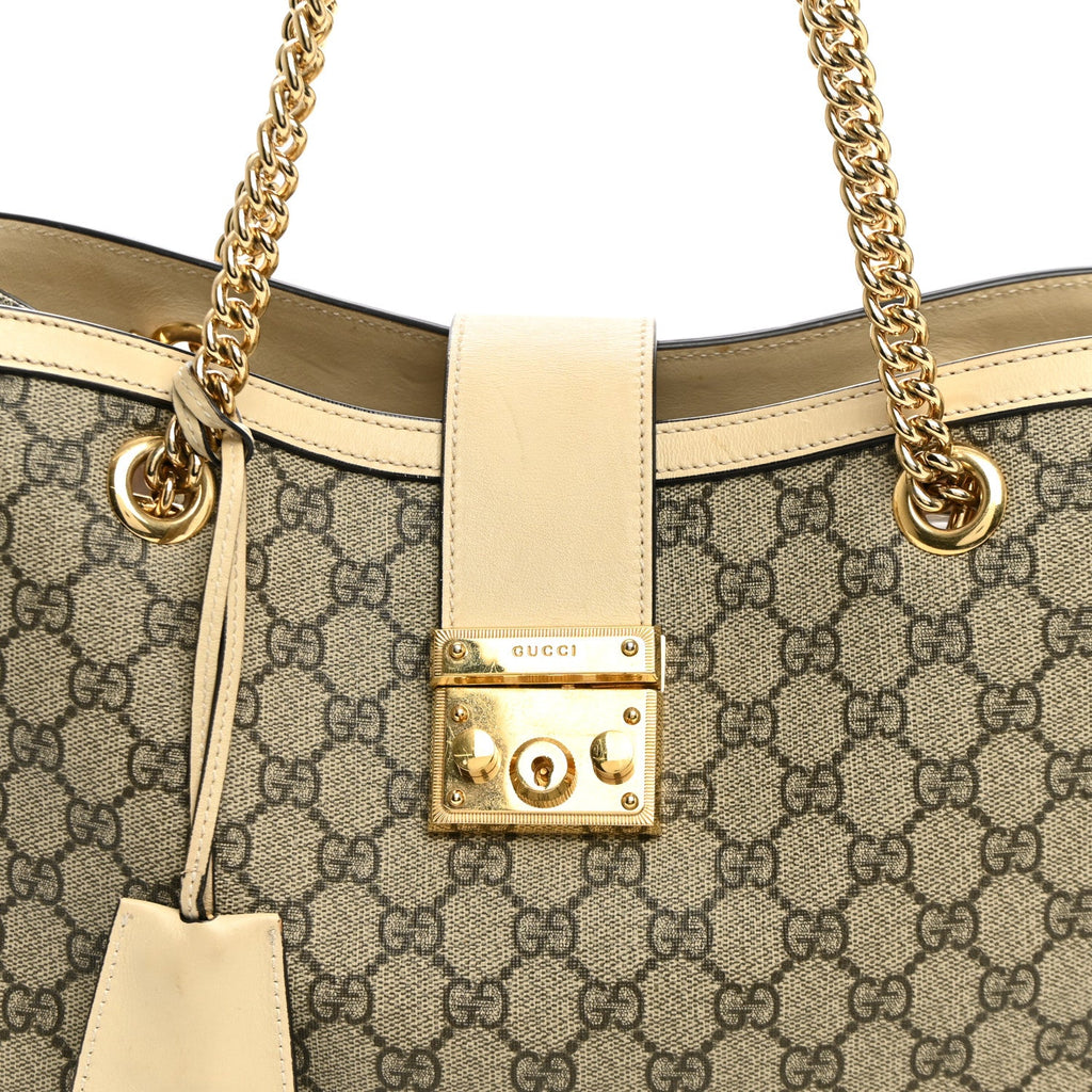 GG Supreme Monogram Medium Padlock Tote White £¨ Direct shipment via from wholesalehk.shop