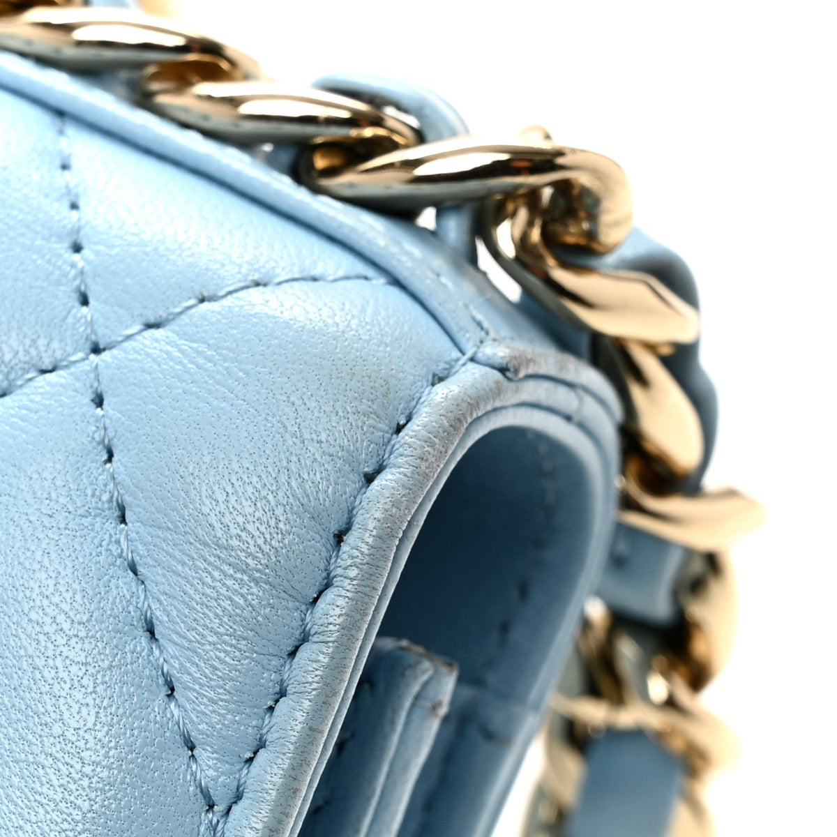 Lambskin Quilted Chanel 19 Wallet On Chain WOC Light Blue wholesalehk.shop