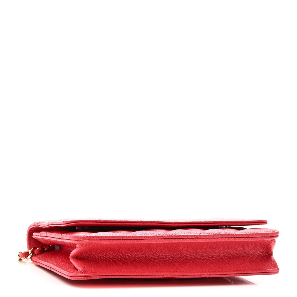 Caviar Quilted Wallet on Chain WOC Pink wholesalehk.shop