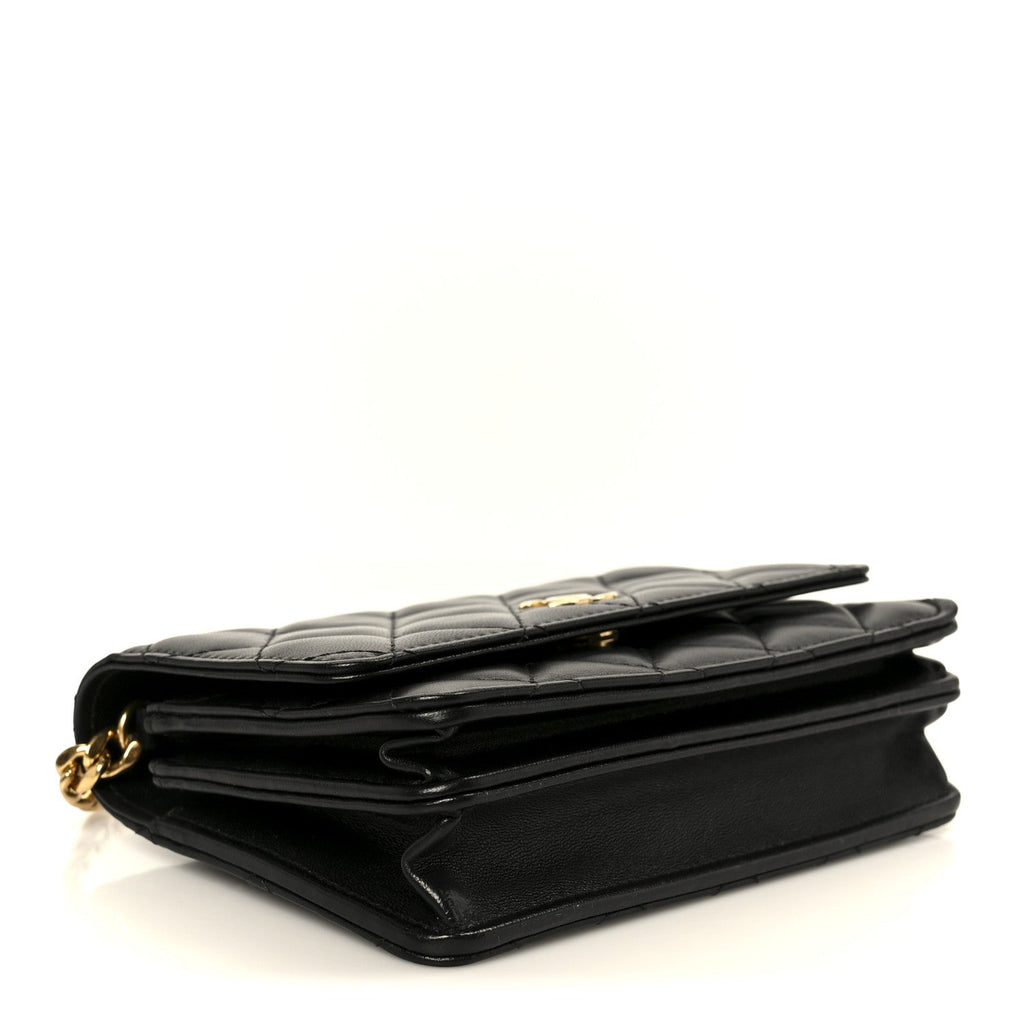 Lambskin Quilted CC Pearl Enamel Clutch on Chain WOC Black wholesalehk.shop