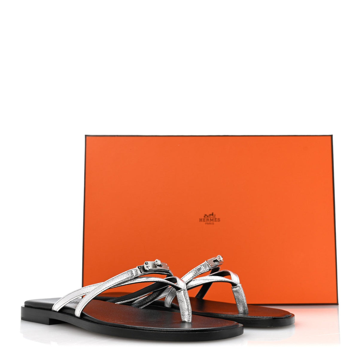 Metallic Goatskin Miss Sandals 36 Gris Argente wholesalehk.shop