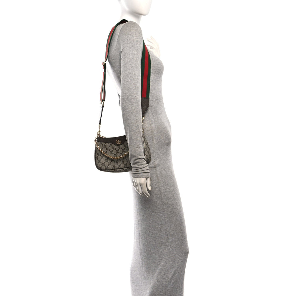 GG Supreme Monogram Textured Dollar Calfskin Web Small Ophidia GG Handbag Beige Ebony New Acero wholesalehk.shop