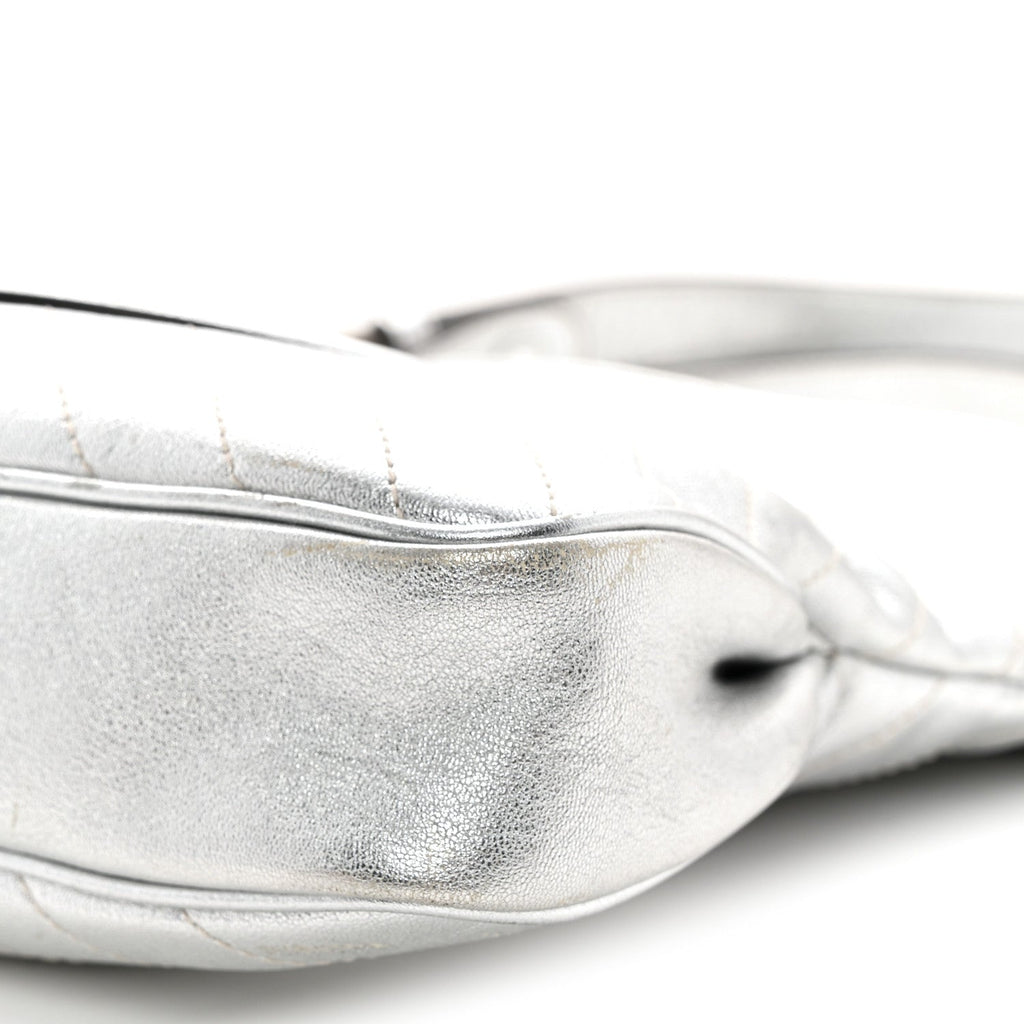 Sakai Be Green Calfskin Diagonal Stitched Small Blondie Tote Silver wholesalehk.shop