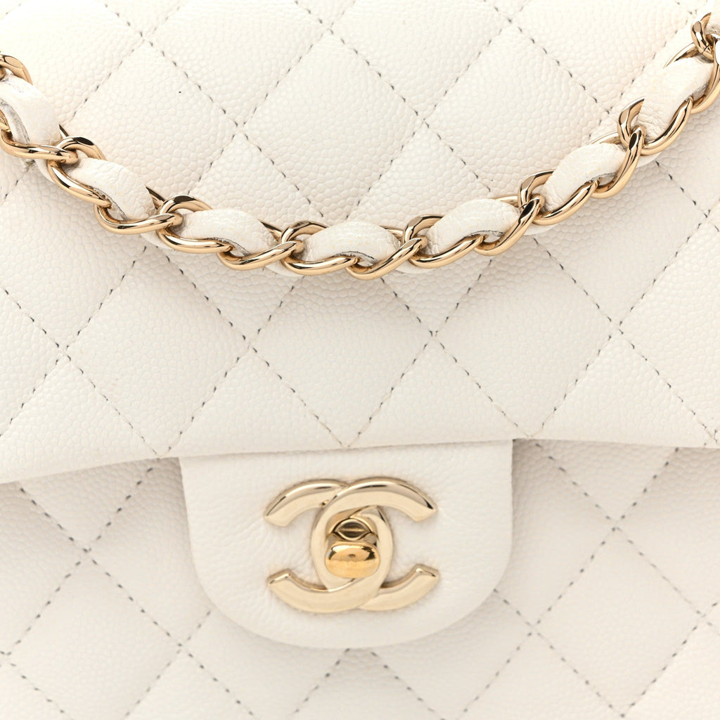 Caviar Quilted Small Double Flap White wholesalehk.shop