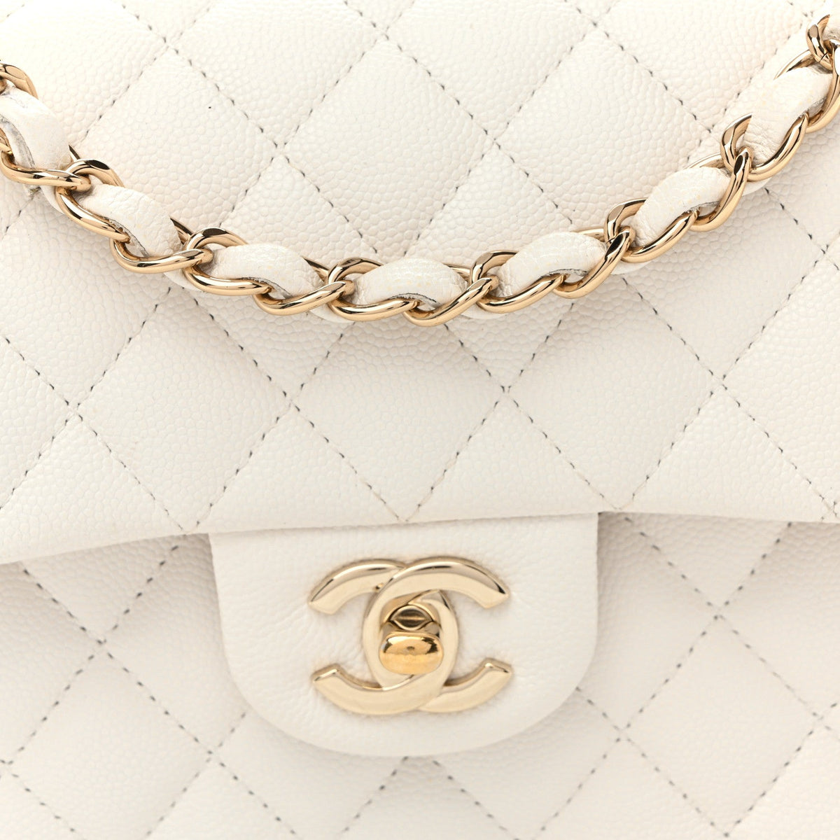 Caviar Quilted Small Double Flap White wholesalehk.shop