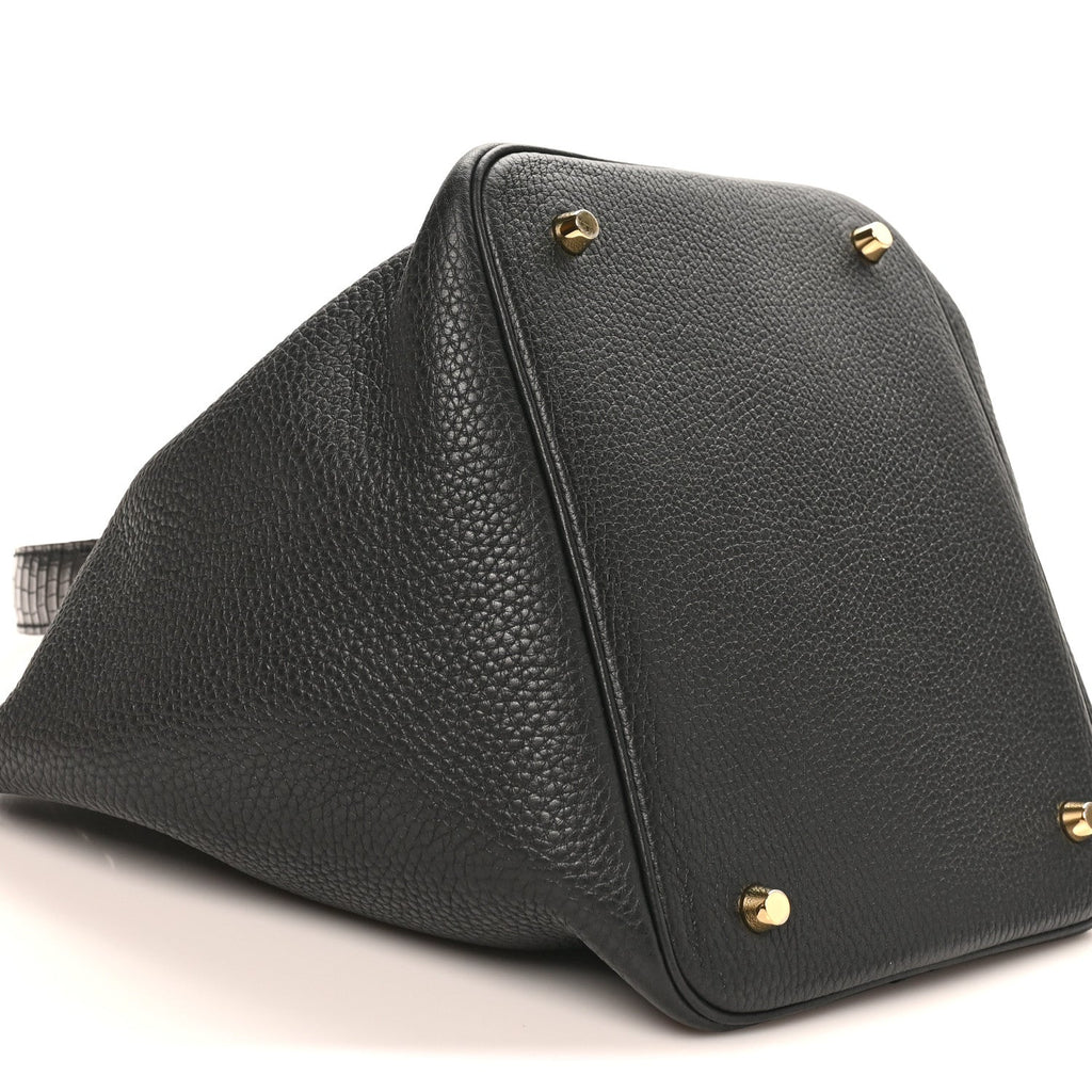 Taurillon Clemence Matte Alligator Picotin Lock Touch 22 MM Black £¨ Direct shipment via from wholesalehk.shop