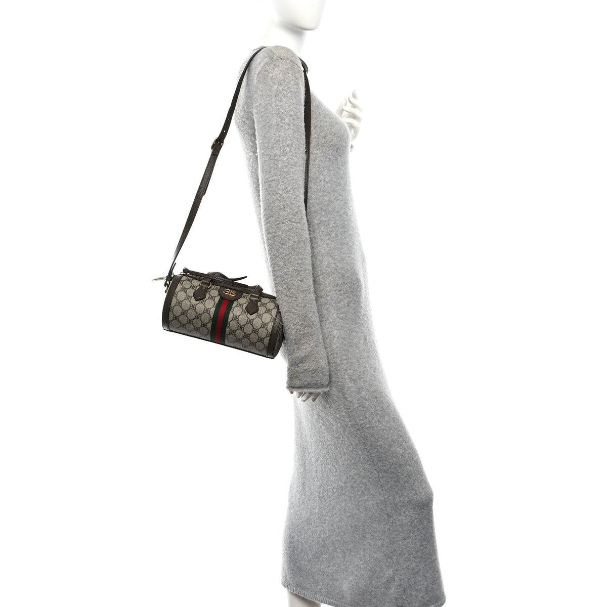 X BALENCIAGA BB Supreme Monogram Web Small Ophidia Boston Bag Beige New Acero wholesalehk.shop