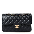 Lambskin Quilted Small Double Flap Navy wholesalehk.shop