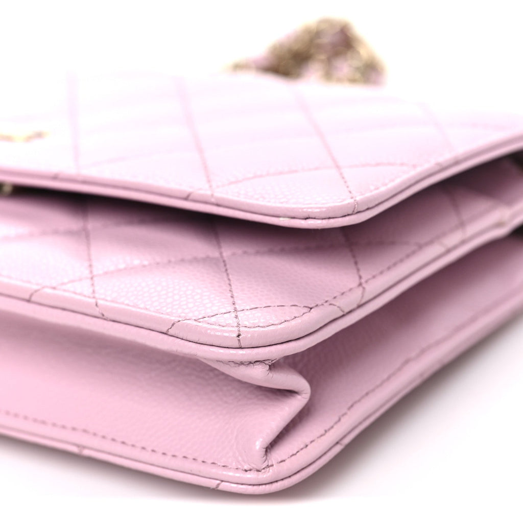 Caviar Quilted Wallet on Chain WOC Light Pink wholesalehk.shop