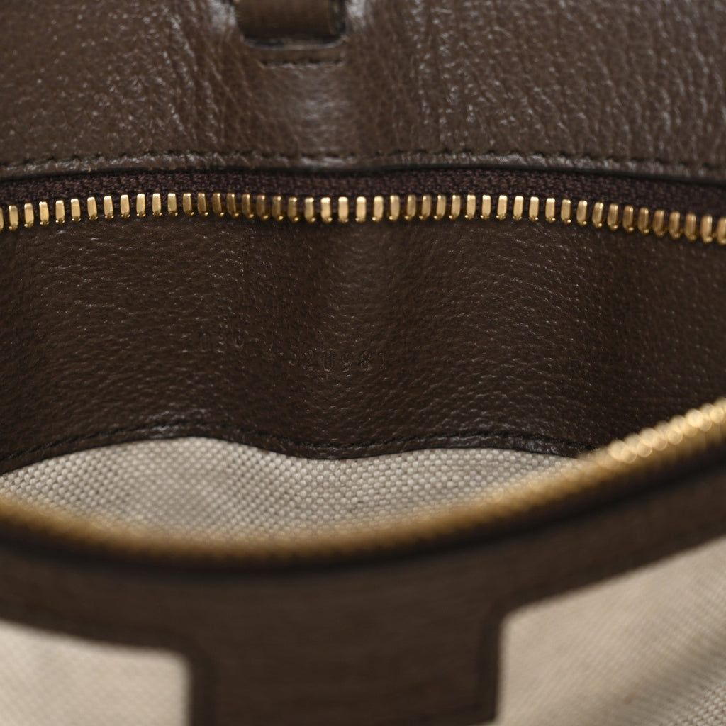 Monogram Jumbo GG Textured Dollar Calfskin Web Small Tote Bag Camel Ebony New Acero wholesalehk.shop