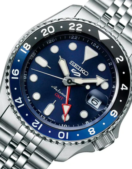 Seiko 5 Sports GMT SKX Automatic Blueberry Dial Silver Steel Strap Watch For Men - SSK003K1 wholesalehk.shop