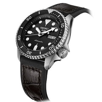 Seiko 5 Sports SKX Automatic Black Dial Black Leather Strap Watch for Men - SRPD55K2 wholesalehk.shop