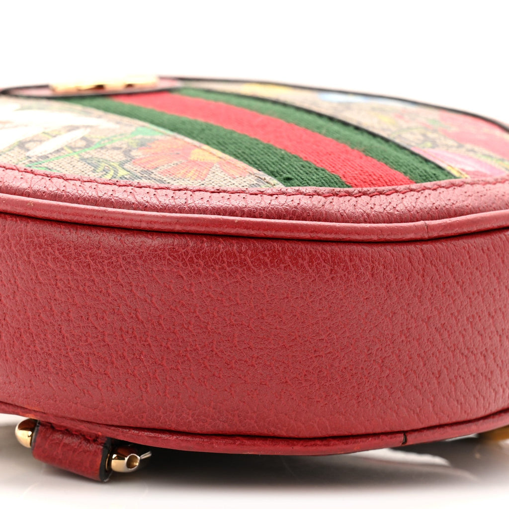 GG Supreme Monogram Web Flora Mini Ophidia Round Backpack Red wholesalehk.shop