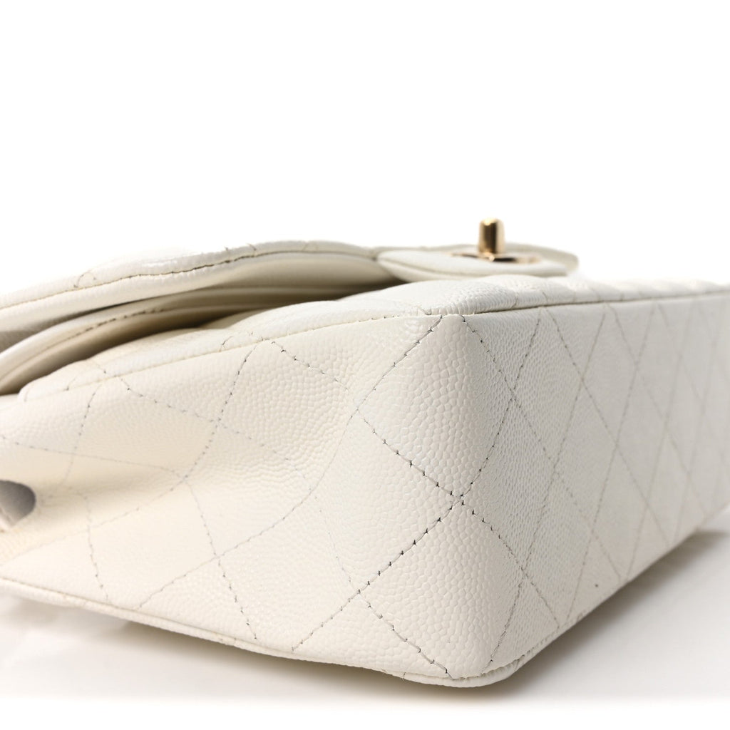Caviar Quilted Small Double Flap White wholesalehk.shop