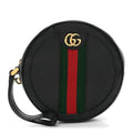 Textured Calfskin Web Ophidia Round Wrist Wallet  Black wholesalehk.shop