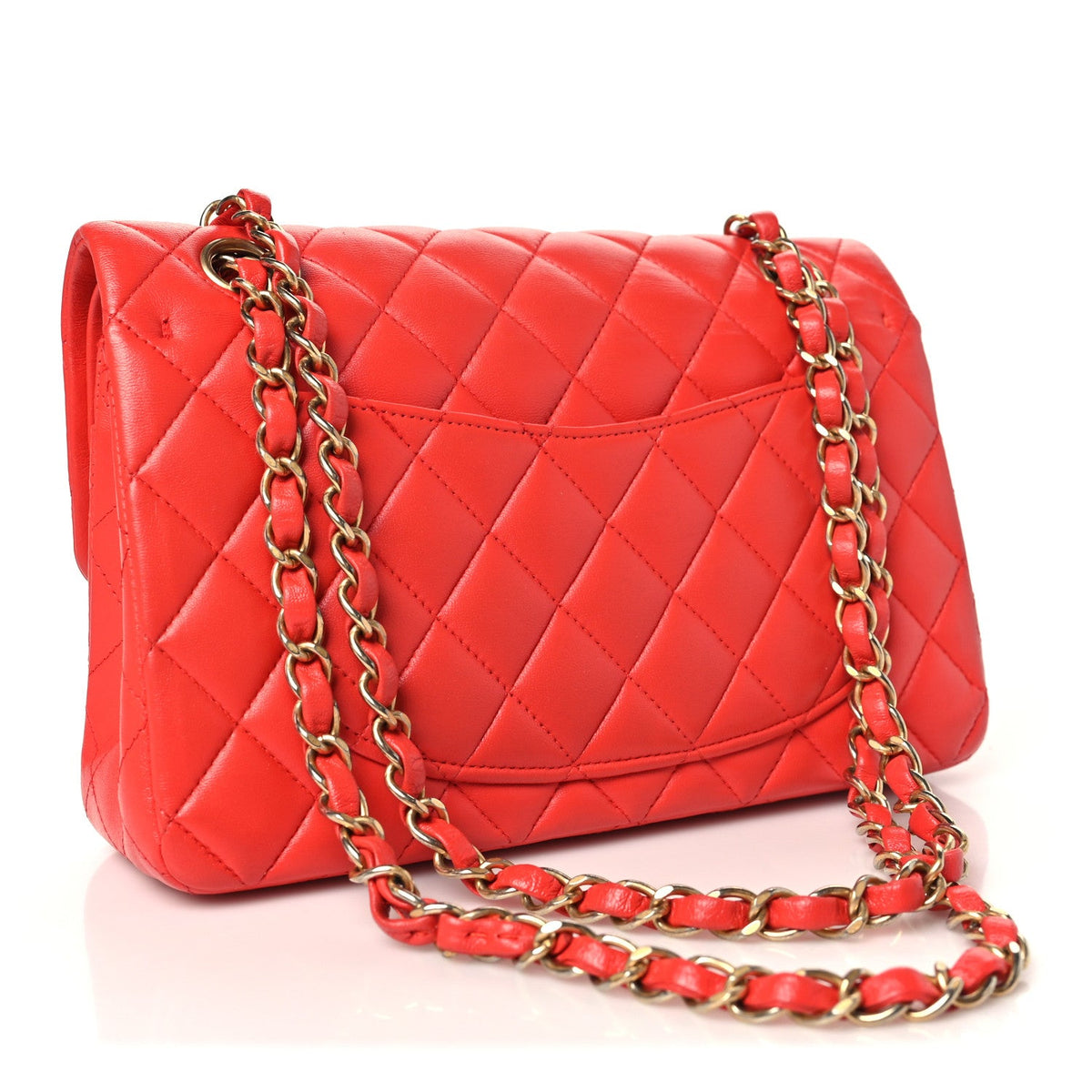 Lambskin Quilted Small Double Flap Red wholesalehk.shop