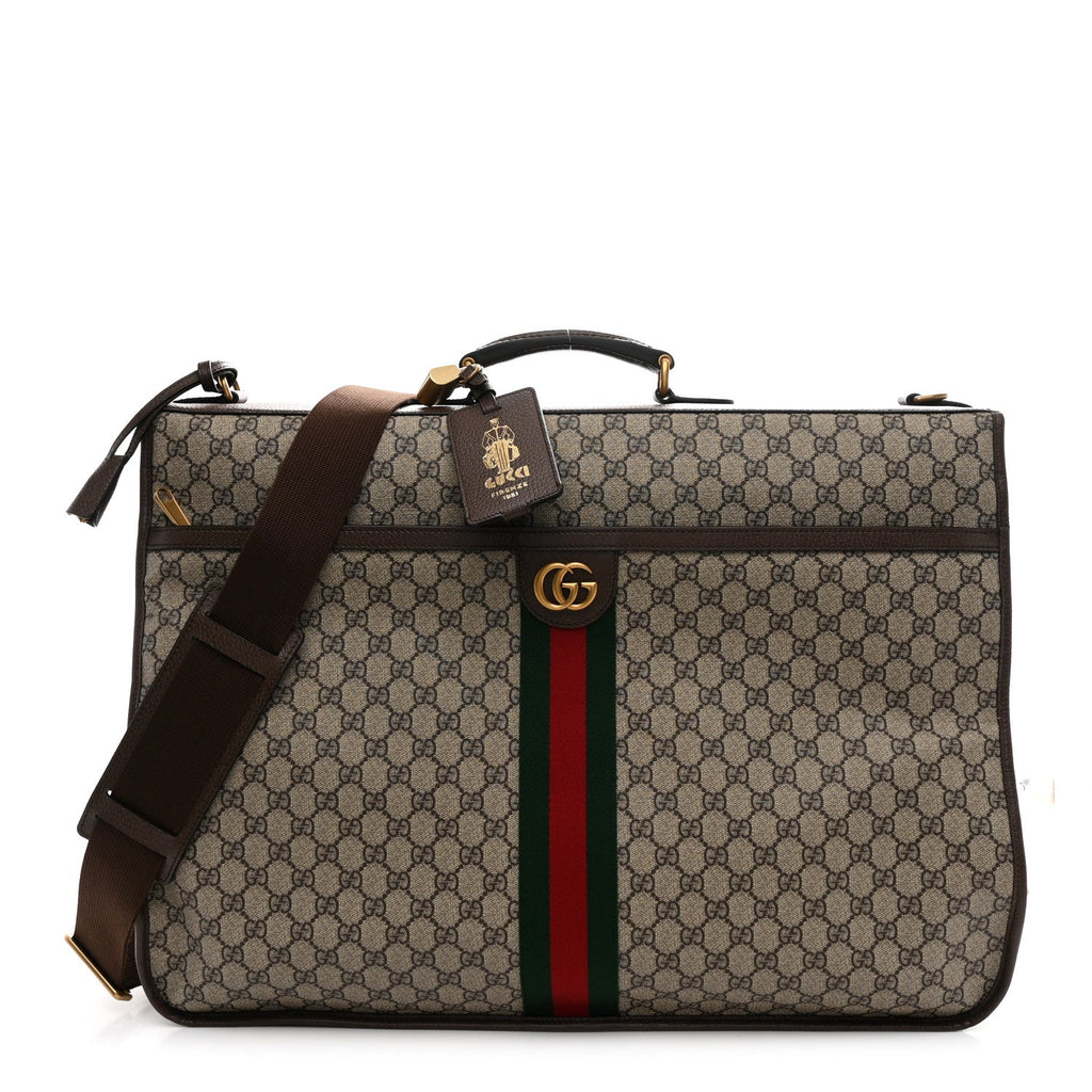 GG Supreme Monogram Textured Dollar Calfskin Web Ophidia Savoy Garment Bag Beige Ebony New Acero wholesalehk.shop