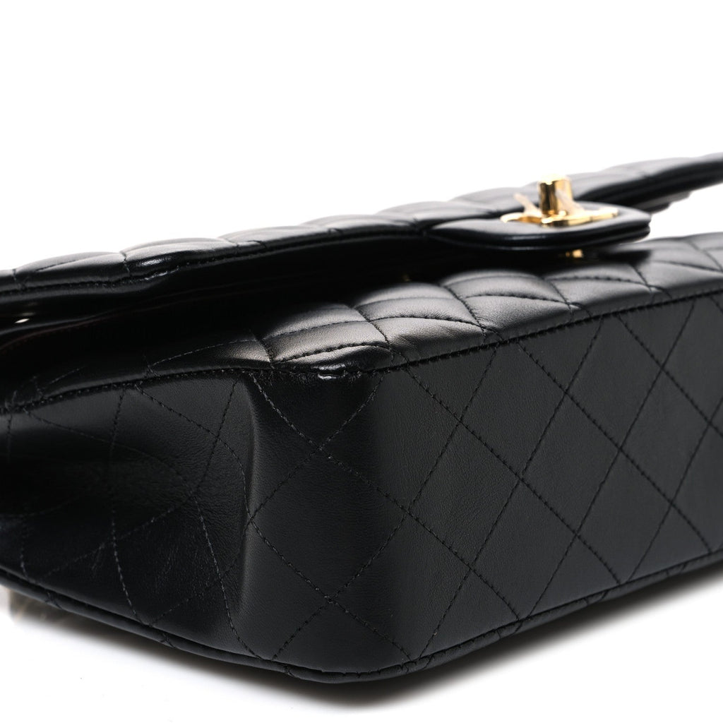 Lambskin Quilted Medium Double Flap Black wholesalehk.shop