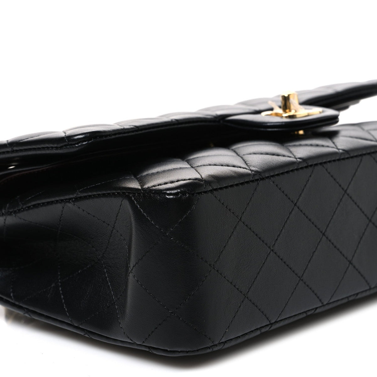 Lambskin Quilted Medium Double Flap Black wholesalehk.shop