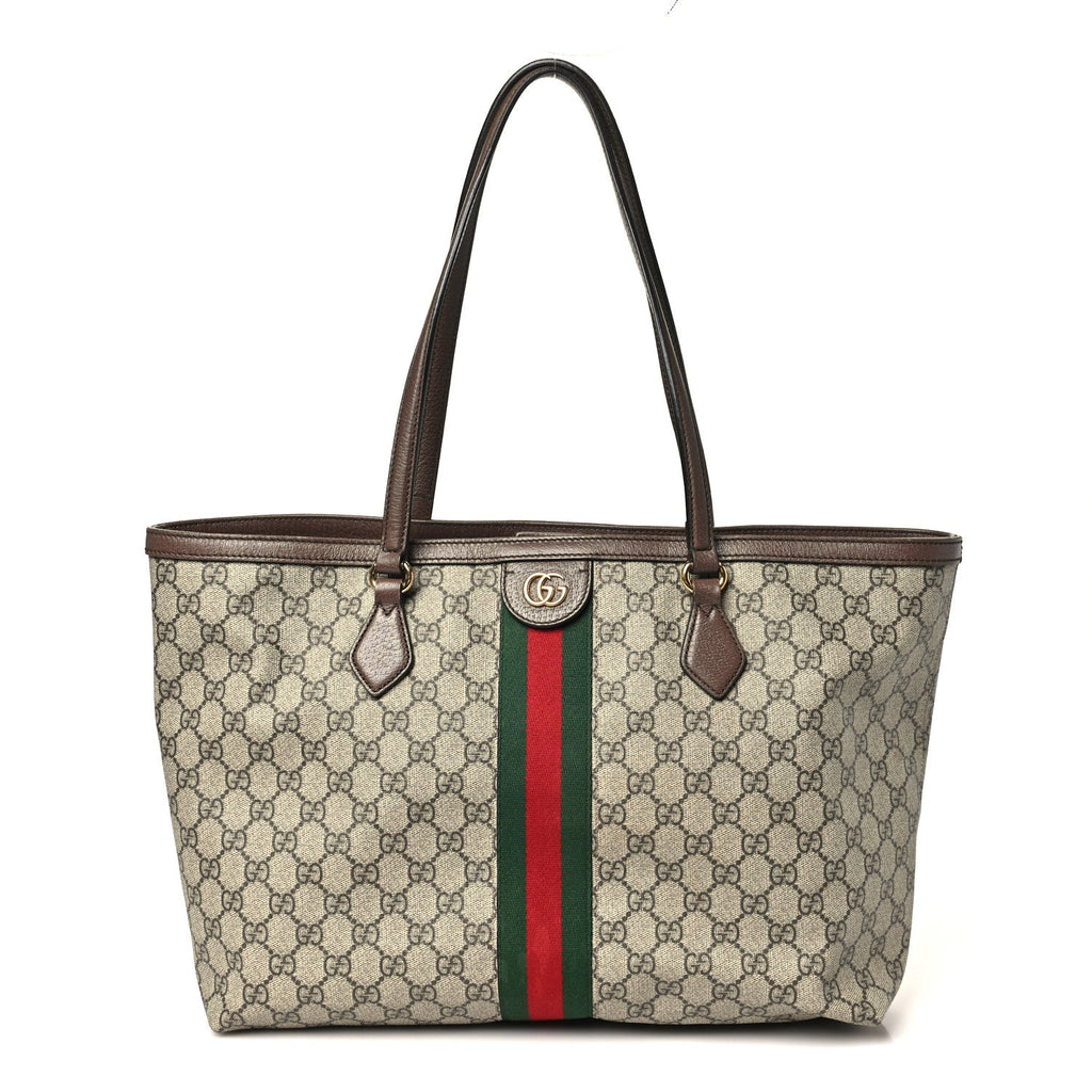 GG Supreme Monogram Textured Calfskin Web Medium Ophidia Shopping Tote Beige Ebony New Acero wholesalehk.shop