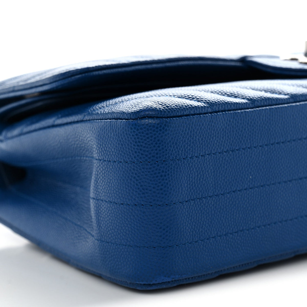 Caviar Chevron Quilted Medium Double Flap Blue wholesalehk.shop