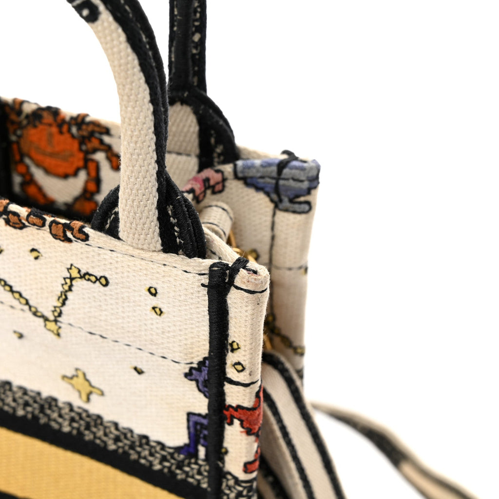 Canvas Embroidered Pixel Zodiac Mini Book Tote Phone Bag Latte Multicolor £¨ Direct shipment via from wholesalehk.shop