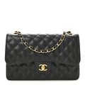 Caviar Quilted Jumbo Double Flap Black wholesalehk.shop