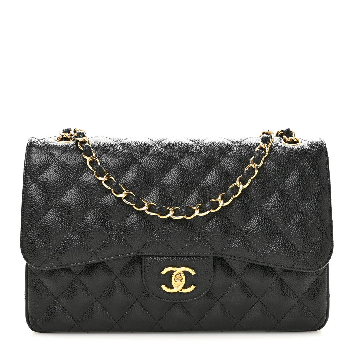 Caviar Quilted Jumbo Double Flap Black wholesalehk.shop