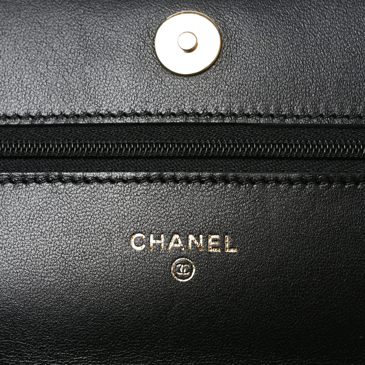 Lambskin Quilted Wallet On Chain WOC Black wholesalehk.shop