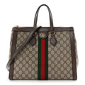 GG Supreme Monogram Web Medium Ophidia Tote Bag Brown wholesalehk.shop