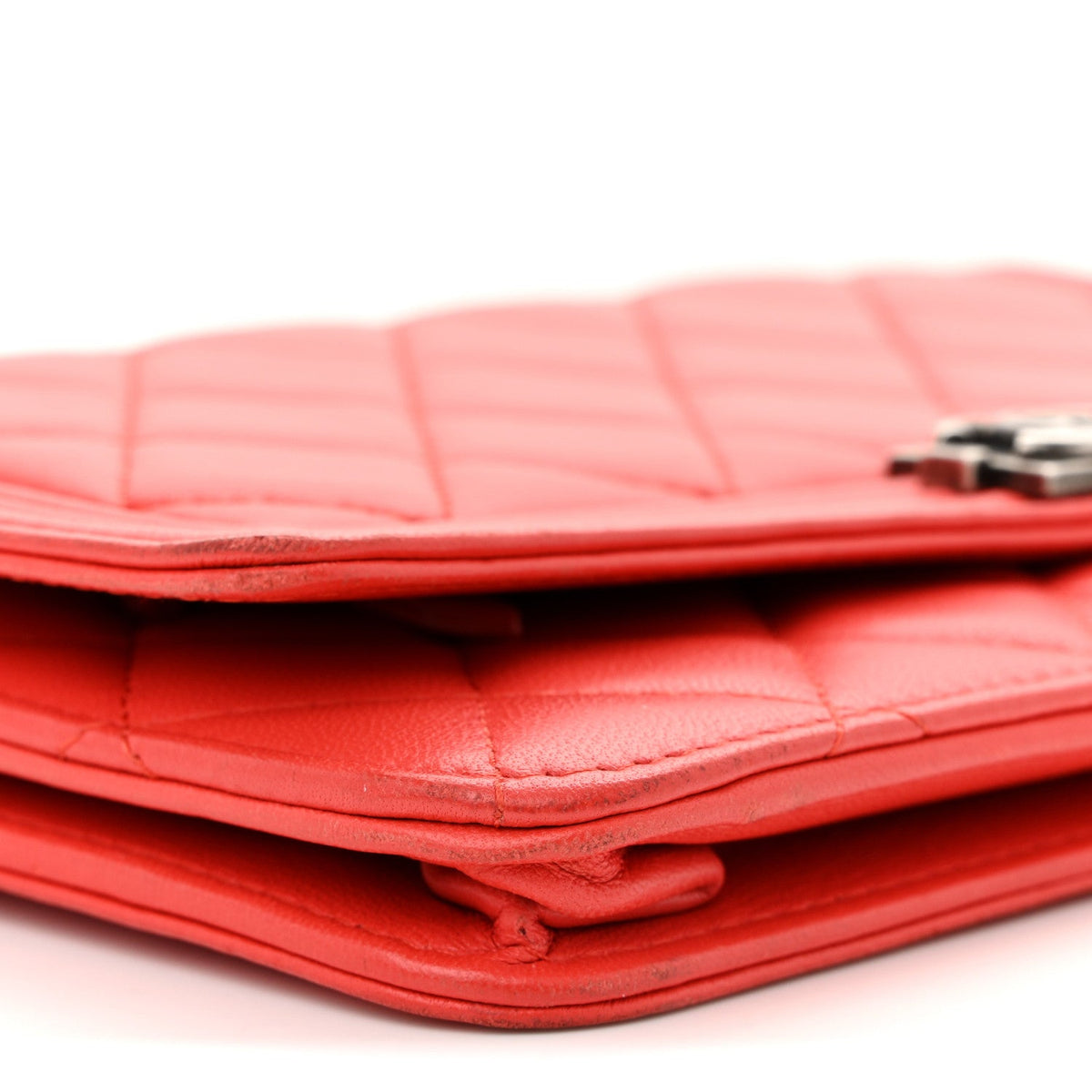 Lambskin Quilted Boy Wallet On Chain WOC Red wholesalehk.shop