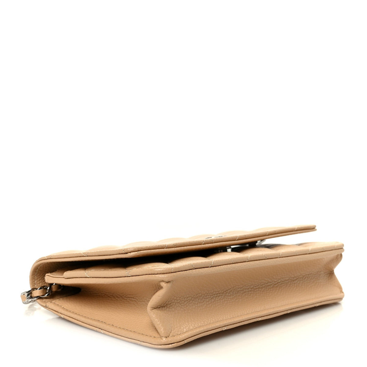 Caviar Quilted Wallet on Chain WOC Beige wholesalehk.shop