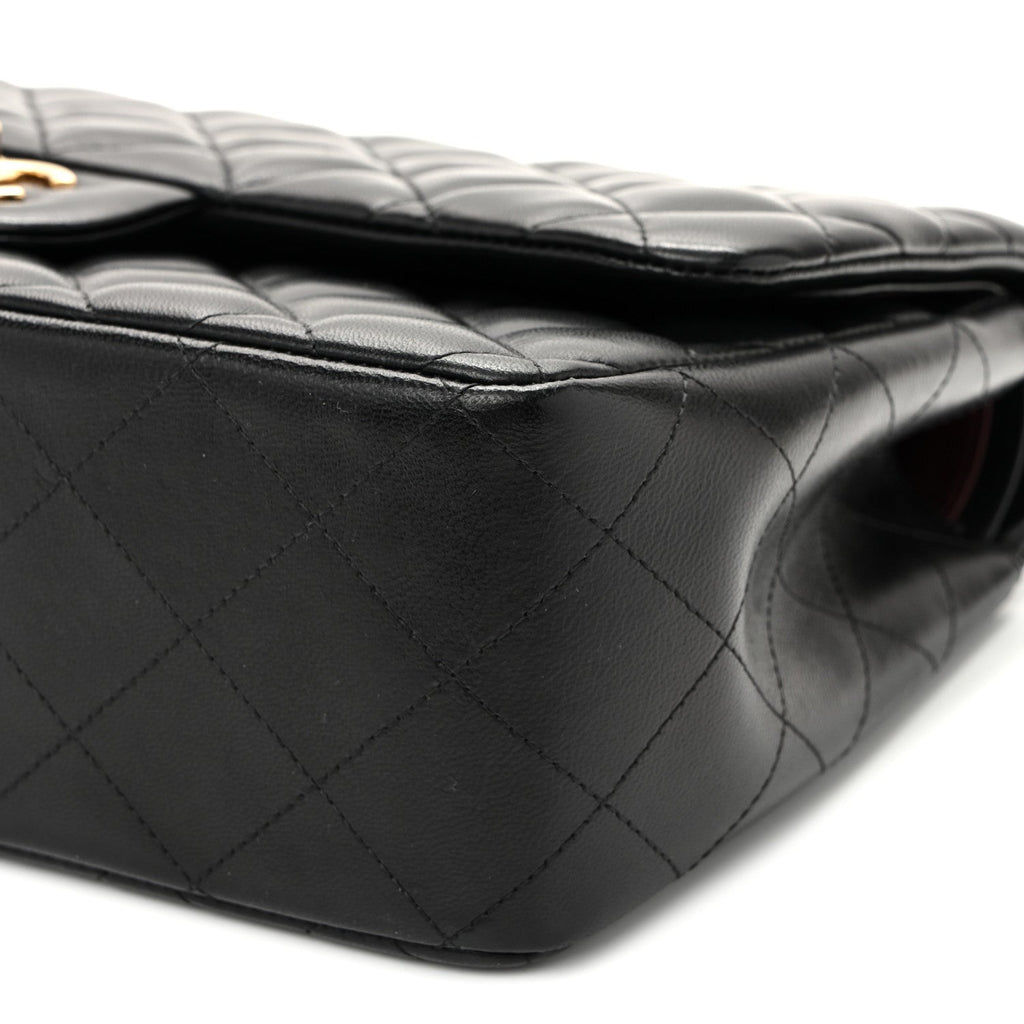 Lambskin Quilted Jumbo Double Flap Black wholesalehk.shop