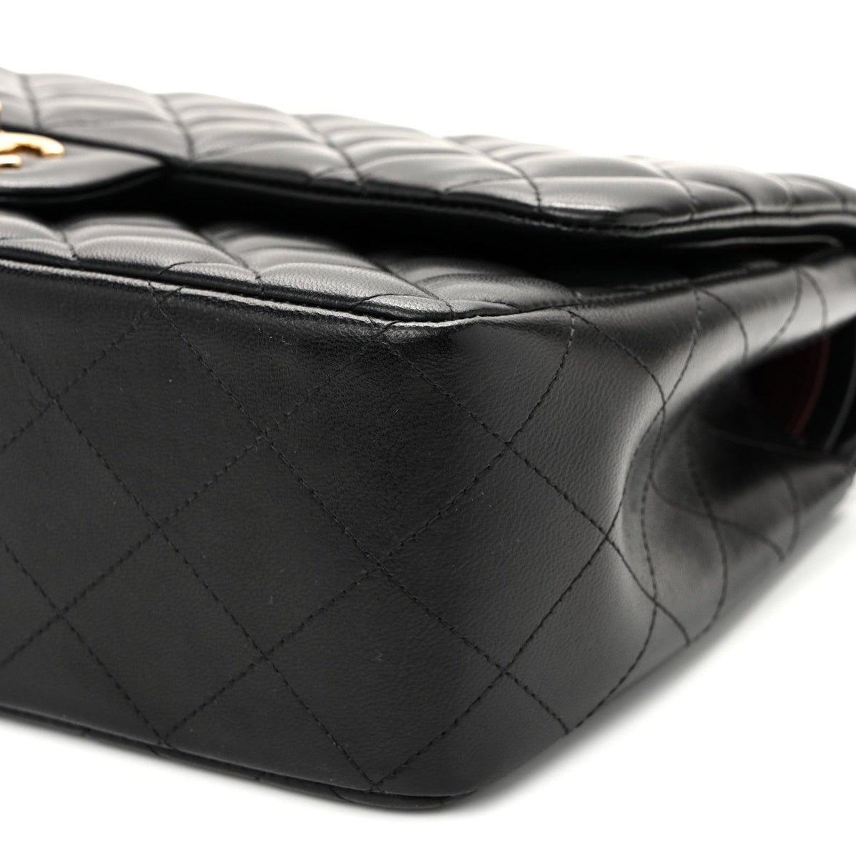 Lambskin Quilted Jumbo Double Flap Black wholesalehk.shop