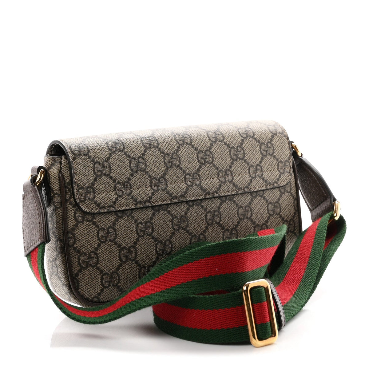 GG Supreme Monogram Textured Dollar Calfskin Web Mini Ophidia Envelope Shoulder Bag Beige Ebony wholesalehk.shop