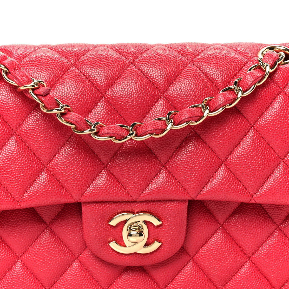 Caviar Quilted Small Double Flap Dark Pink wholesalehk.shop